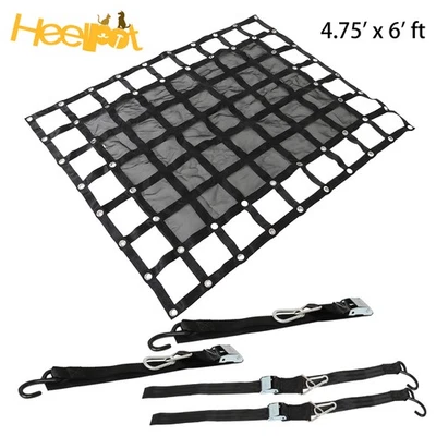 HEELPETT Pickup Truck Cargo Net Car Covers For 4.75' x 6'ft Short Bed Heavy Duty Black