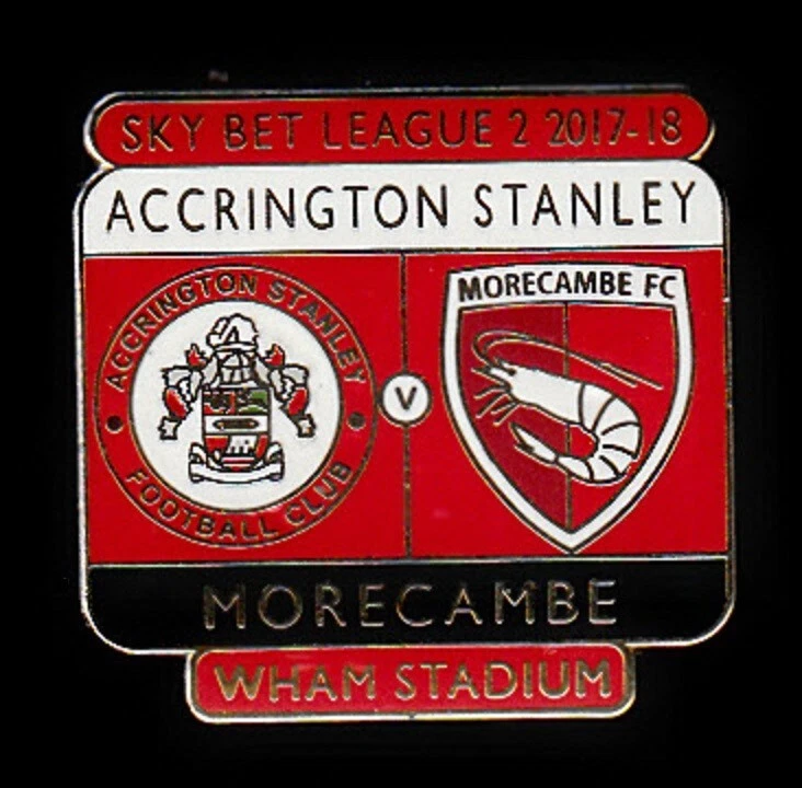 ACCRINGTON STANLEY V MORECAMBE 2017-18 - Pin Badge - Image 1 of 1