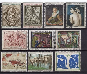 France Art tableaux un lot de 10 grands timbres oblitérés /TE4413 - Picture 1 of 1