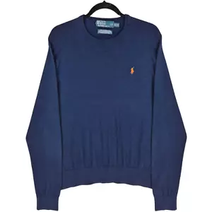 Vintage Polo Ralph Lauren 90's Dark Blue Cotton & Cashmere Knit Sweater Size XL - Picture 1 of 3
