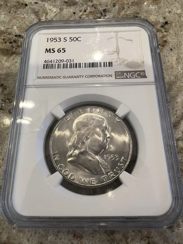 1953-S FRANKLIN HALF DOLLAR NGC MS65🔥Great Eye Appeal🔥Fabulous Luster🔥 Cover