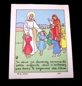 Image religieuse pieuse ancienne Jésus comme de petits enfants B-L Paris - Imagen 1 de 1