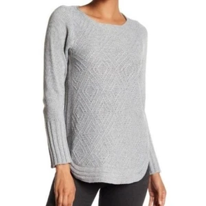 Papillon Gray Knit Round Hem Cozy Long Sleeve New Crew Neck Pullover Sweater M - Picture 1 of 7