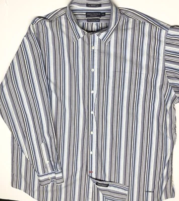 Camisa abotonada firma Daniel Cremieux. XXL 100% algodón. Rayas azules Foto 1 de 4