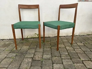 2 sillas de comedor LÜBKE teca maciza comedor chairs diseño danés mediados de siglo - Imagen 1 de 8
