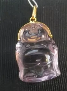 Colgante Estate Raro Artesanal Tallado Amatista Auténtico Buda Natural 18K 7,3 gr - Imagen 1 de 14
