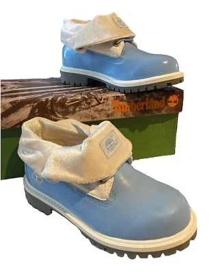 NUEVO EN CAJA Timberland Roll Top Sabor Tobillo Gruesas Botas Lt Azul/Blanco Juvenil Unisex Foto 1 de 4