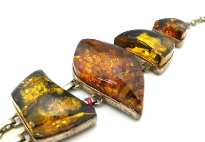 53.2gr Genuine Large Rare Baltic Green Amber Bracelet Natural Inclusions Vintage - Image 1 of 3