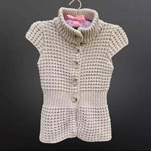 Y2K Babydoll Cardigan Womens Size XS Chunky Knit Fairy Coquette Academia Gray - Picture 1 of 7