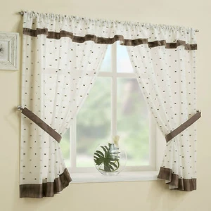 Voile Window Set Sloane Natural. Fits Windows Between 3-5ft Wide Choice of drops - Picture 1 of 1