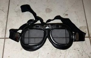Red Baron Pilot Style Goggles Tinted Flat Black Frame for Motorcycle Riding - Picture 1 of 6