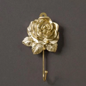 Gold Decorative Wall Hook Vintage Flower Key Hook Resin Rose Bathroom Towel H... - Picture 1 of 2
