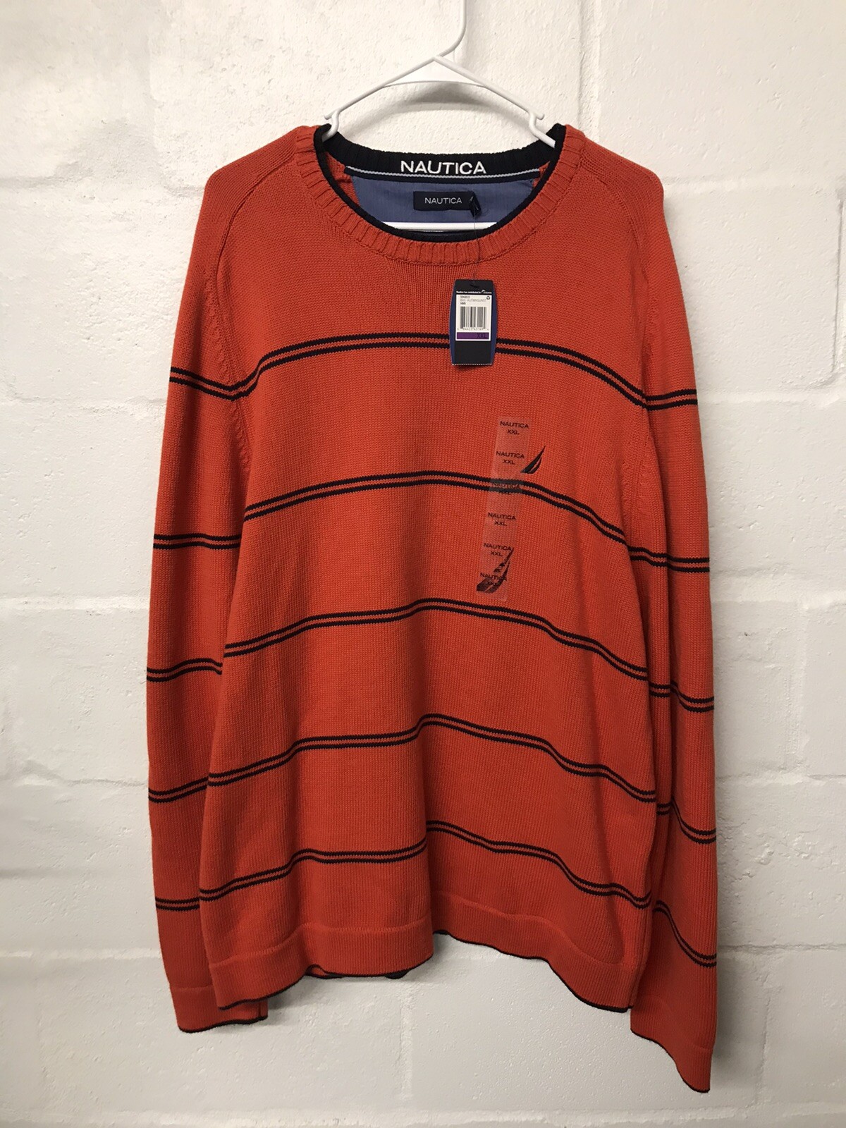 Navy Blue Stripes Cotton Sweater Pull 