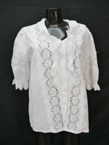 Gr.44/46 Trachtenbluse weiß Bluse für Dirndl mit Spitze und Stickerei TB8973 - Bild 1 von 4