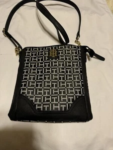 Tommy Hilfiger Crossbody Purse-Black & White-Monogram - Picture 1 of 8