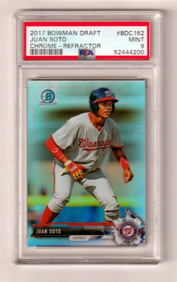 JUAN SOTO -- 2017 BOWMAN DRAFT CROMO -- REFRACTOR -- BDC-162 -- PSA COMO NUEVO 9 Foto 1 de 1