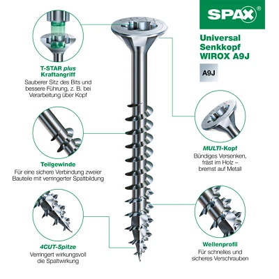 Spanplattenschrauben SPAX Wirox Torx alle Größen 3x30-6x260 Holzschrauben d - Bild 1 von 4
