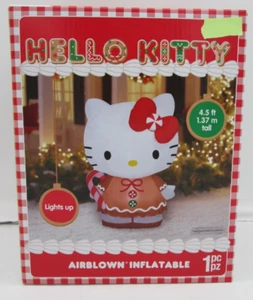 Gemmy Hello Kitty Gingerbread Dress Christmas 4.5 FT Airblown Inflatable - Picture 1 of 7