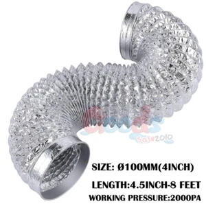 Manguera de ventilación flexible para secadora de conductos de aluminio de 4 pulgadas y 8 pies para ventilación de HVAC - Imagen 1 de 13