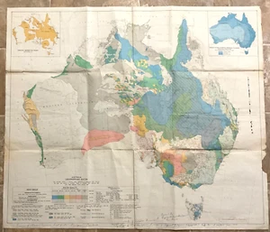 Large Vintage Australia Underground Water Map 1960s - Picture 1 of 2