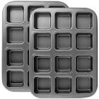 Brownie Pan with Dividers, 2 Set All Edges Square Cupcake Brownie Pans 12 Min...