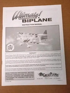 Great Planes Ultimate Biplane 40 Size Manual Instruction Book ULT4P03 V1.1 1998 - Picture 1 of 8