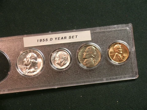 1955 D Very Choice BU Denver Mint Year Set  - 4 COIN Set -     55D19 Cover