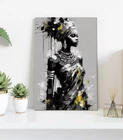 Beautiful African lady abstract art oil paint mounted canvas print ready to hang