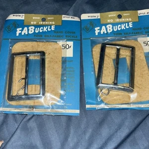 Lotto 2 Fibbie Cintura Vintage E-Z Cover-your-own Kit 2” USA Tessuto Stile 410 - Foto 1 di 3