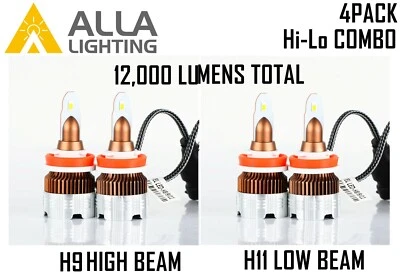 Alla Lighting LED High Low Beam Headlight Bulb Light Kit for NISSAN, Xenon White - Image 1 of 4