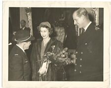 Vintage 1950’s Queen Elizabeth & Philip Royal Visit Photo 8x10 Newspaper Halifax