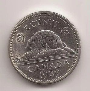 KANADA FÜNF 5 CENT ELIZABETH II 1989 - BIBER - GUTER ZUSTAND - CON BIBER - Bild 1 von 1