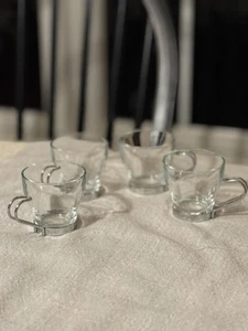 4 Vitrosax Italy 4 oz Glass Espresso Cappuccino Demitasse Cups Steel Handle  - Picture 1 of 8