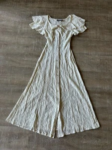 Vestido Vintage Botón Frontal Transparente Cottagecore Encaje Para Mujer S Marfil Romántico EE. UU. - Imagen 1 de 20