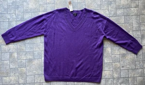 Neu mit Etikett neu Talbots Plus reines Kaschmir Damenpullover V-Ausschnitt lila 2X Pullover "  - Bild 1 von 17
