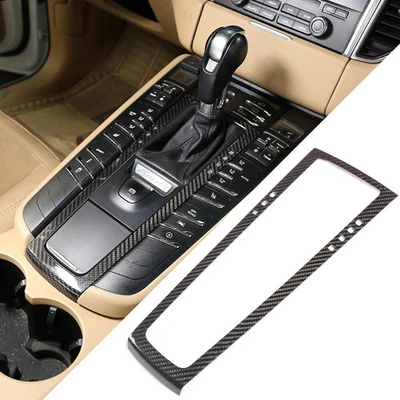 Cubierta de panel de cuadro de cambio de marchas de fibra de carbono real para Porsche Macan 2014-2024 Foto 1 de 4