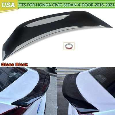 For 2016 17 18 19 20 2021 Honda Civic Sedan R Style Trunk Spoiler Painted Black Foto 1 de 4
