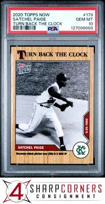2020 TOPPS NOW TURN BACK THE CLOCK #179 SATCHEL PAIGE HOF POP 3 PSA 10 - Image 1 of 3