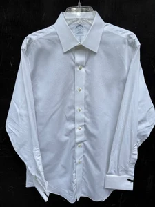 Brooks Brothers Dress Shirt Men 16 - 34 Slim Fit Solid White French Cuff Cotton - Picture 1 of 11