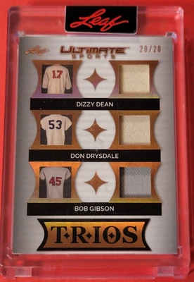 Don Drysdale GAME USE JERSEY CARD #20/20 Dizzy Dean Bob Gibson DODGERS CARDINALS - Image 1 of 3