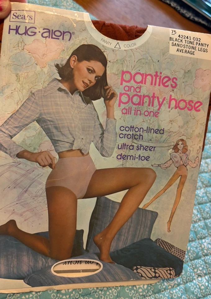 Nuevo Panty Vintage Sears Hug-Alon Tono Negro Completo Forrado Algodón Ultra Transparente Demi T Foto 1 de 4