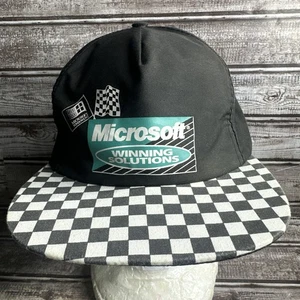 De colección Microsoft Windows Sombrero Winning Solutions A Cuadros Negro Blanco SnapBack Gorra - Imagen 1 de 10