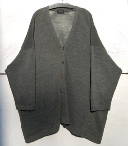Eskandar BLUISH GRAY Mid Weight Linen Mix 40" Long V-Neck Cardigan O/S - Picture 1 of 5