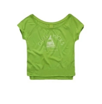 Top vintage RARO Gilly Hicks Abercombie talla S para mujer algodón verde neón Foto 1 de 4