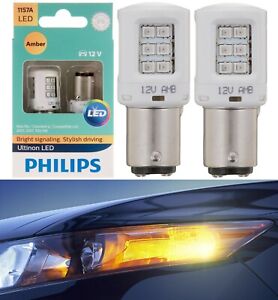Philips Ultinon LED Light 1157 Amber Orange Two Bulbs Front Turn Signal Replace