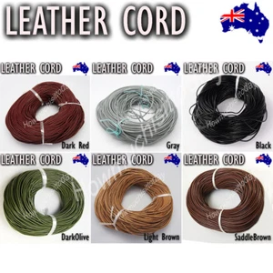 2mm Genuine Round Leather Cord Cowhide Hide String Thread Findings Jewellery DIY - Picture 1 of 36