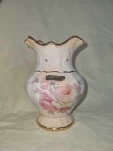 Blakeney Ironstone Staffordshire Vase RARE VINTAGE Floral Gold Trim H 15 Cm - Picture 1 of 8
