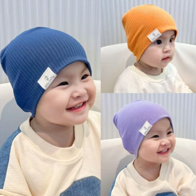 Baby Girl Boy Beanie Hat Soft Kids Toddler Cute Knit Cap Double Layered Warm Hat - Image 1 of 4