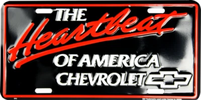 Chevrolet The Heartbeat Of America Embossed Metal License Plate Sign - Image 1 of 2