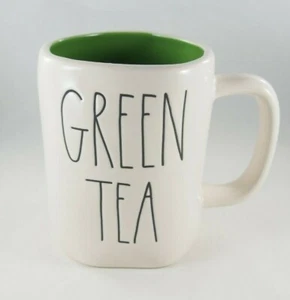 Rae Dunn White Black 'GREEN TEA' Oversized Farmhouse Coffee Tea Mug Cup New - Foto 1 di 8